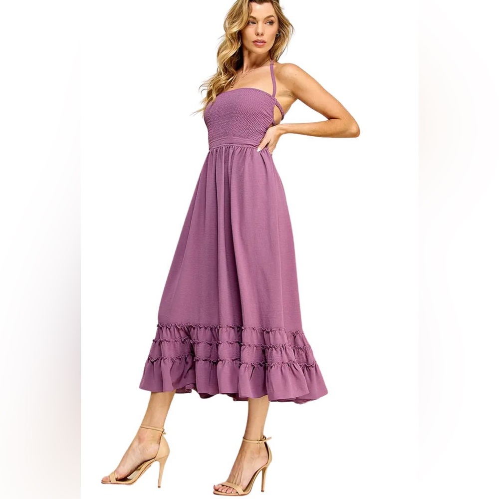 Bayside Romance Tiered Smocked Halter Dress – NWT